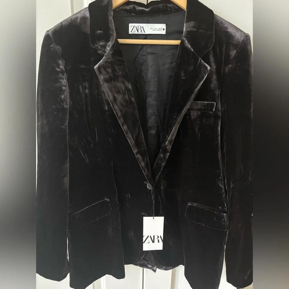 NWT Zara Oversized Velvet Blazer - Picture 2 of 9